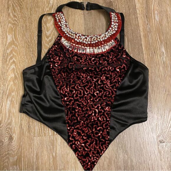 Revolution glamorous Tenth House 2 piece dance costume red TH19215 adult SA - Picture 2 of 13